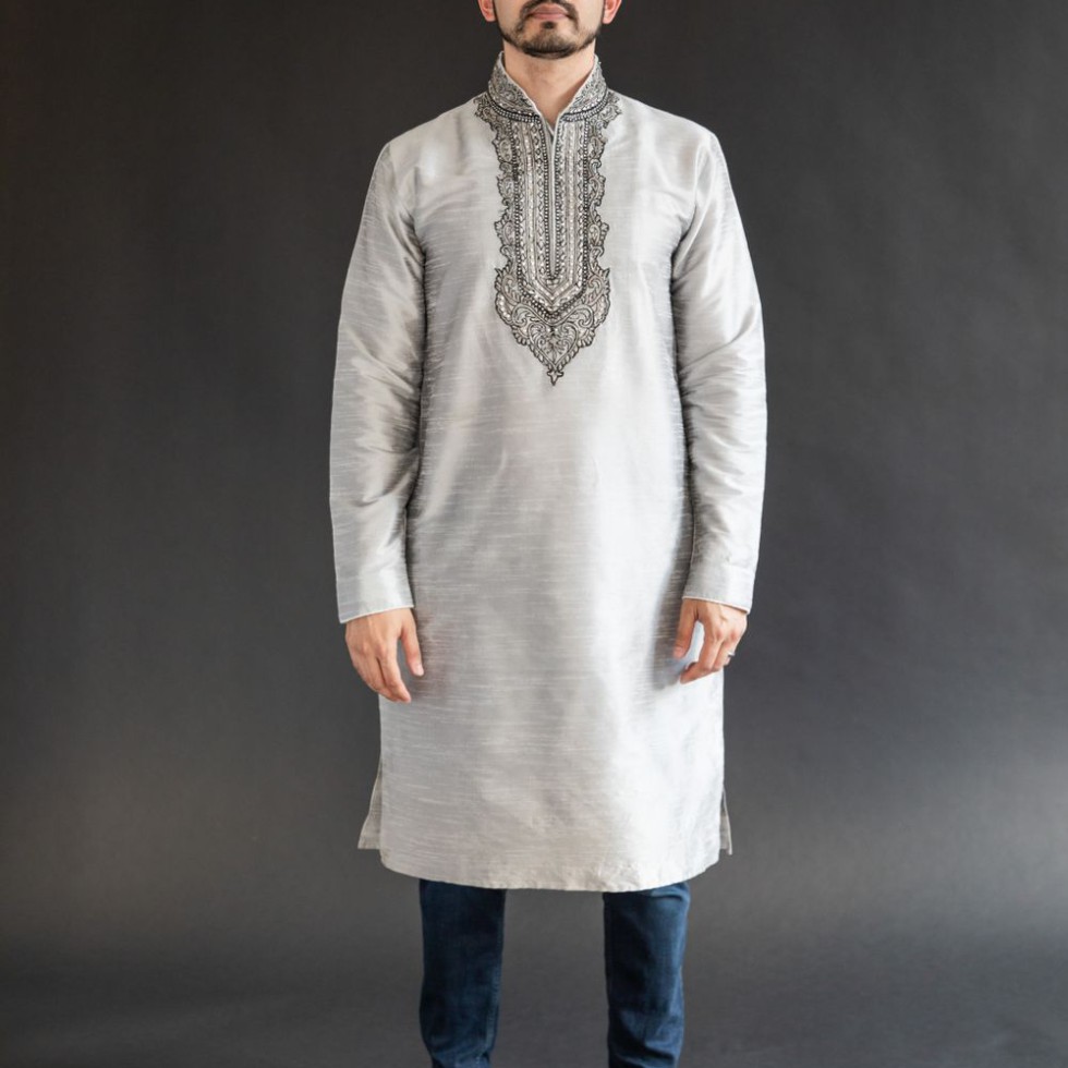 সুতি এমব্রয়ডারি পাঞ্জাবি — সাদা