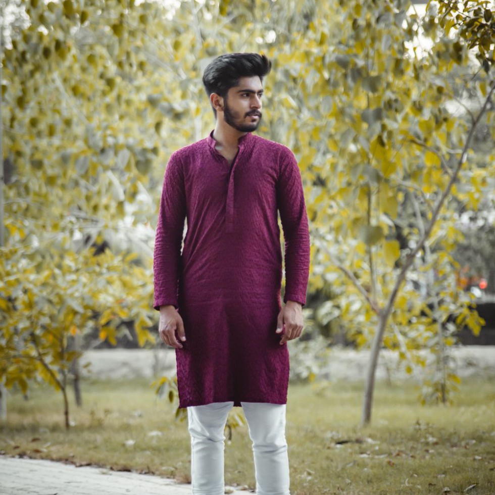 সিল্ক ব্লেন্ড পাঞ্জাবি — মেরুন