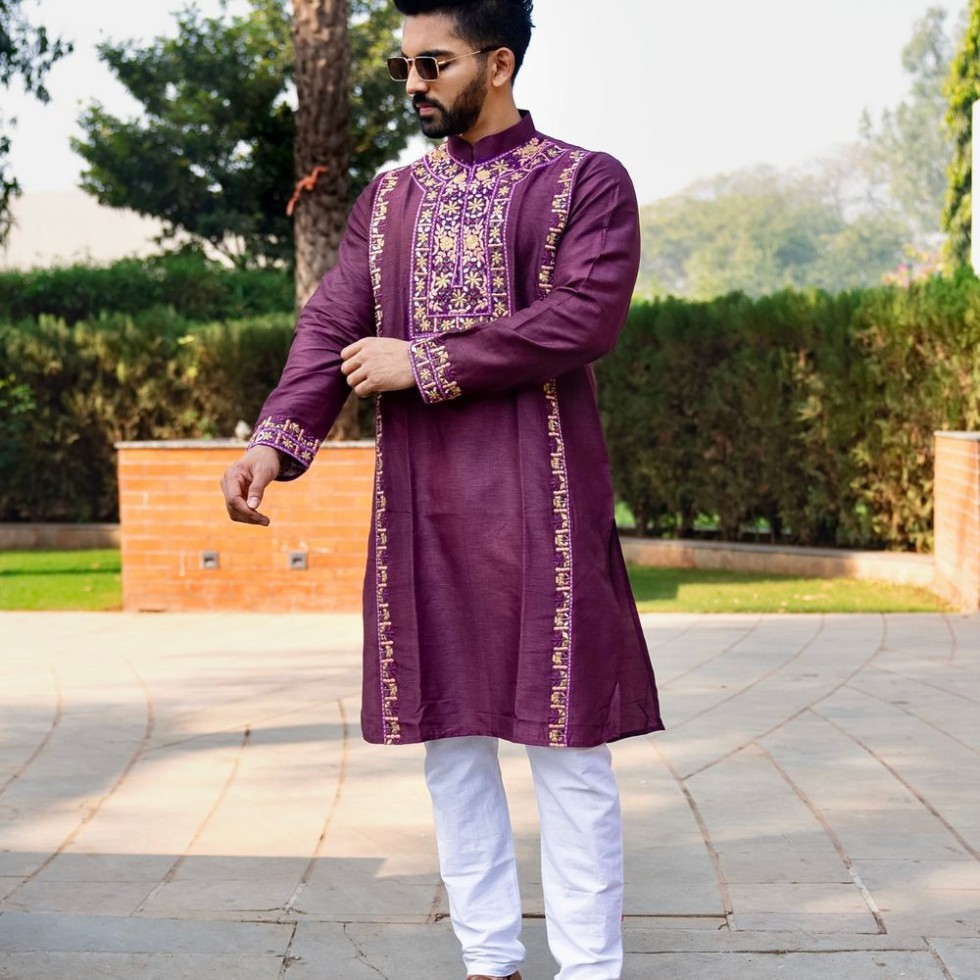 জ্যাকার্ড পাঞ্জাবি — বেগুনি